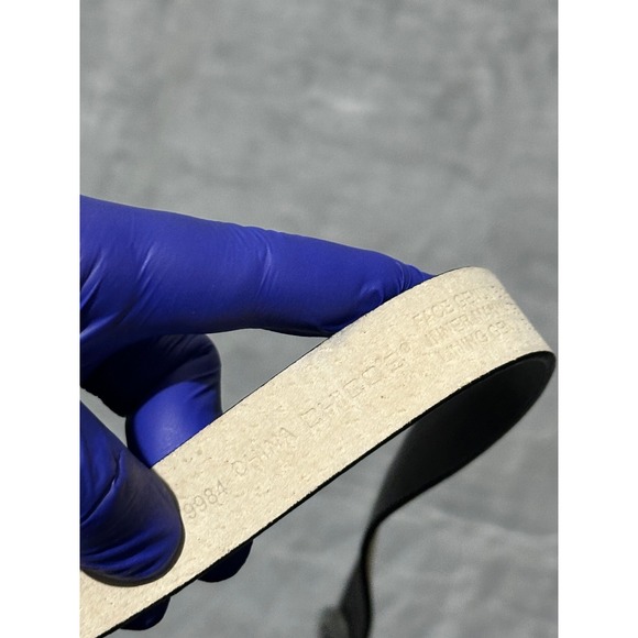 Chicos Black Genuine Leather Belt Oval Silver Tone Chain Detail Buckle M/L - Picture 5 of 8